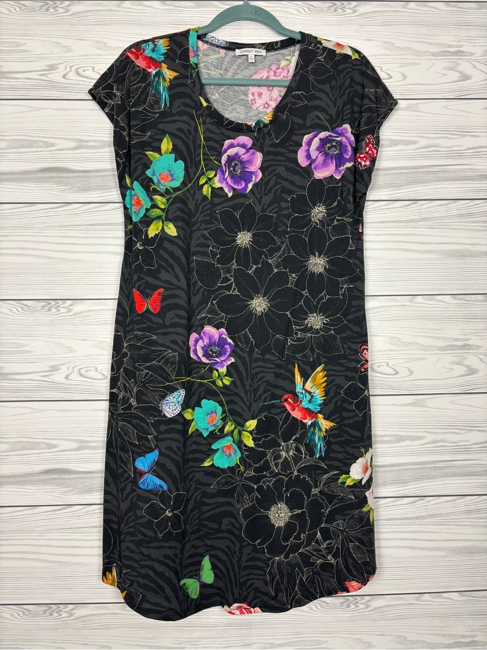 Johnny Was Floral print cap sleeve short sleeve dress size medium